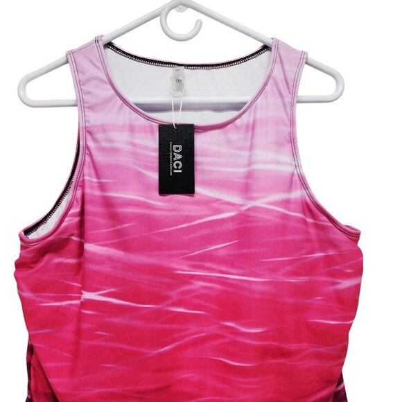 Womens Swimsuit Sleeveless Gradient Pink Tank Top By Daci Size 2XL - Picture 4 of 9